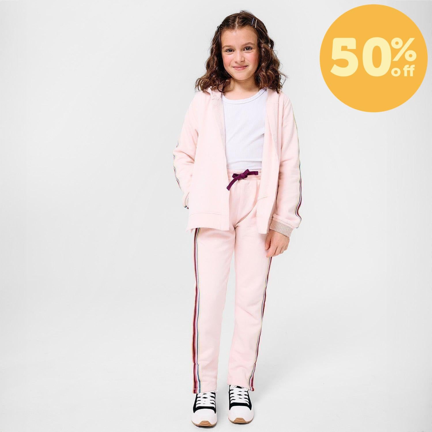 crystal pink cotton magnetic track pant