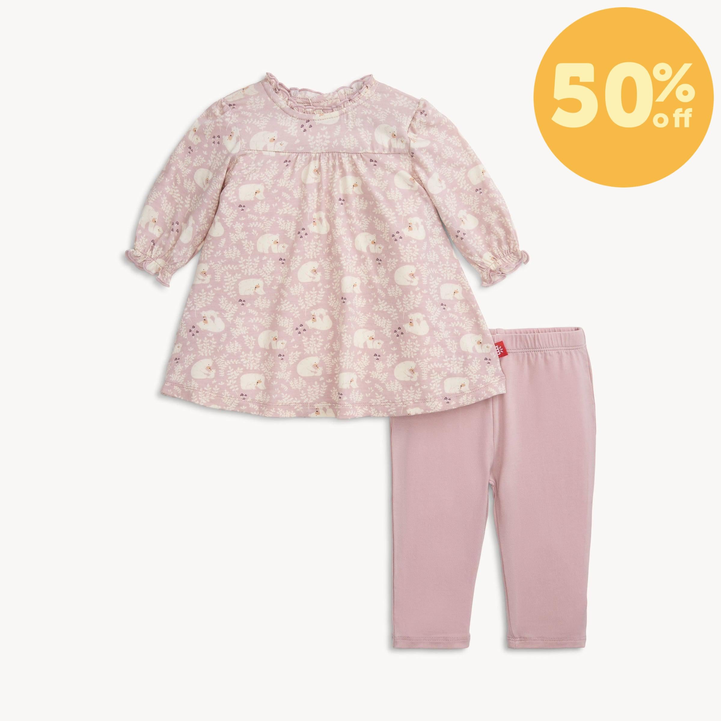 cuddle club modal magnetic little baby dress + legging set