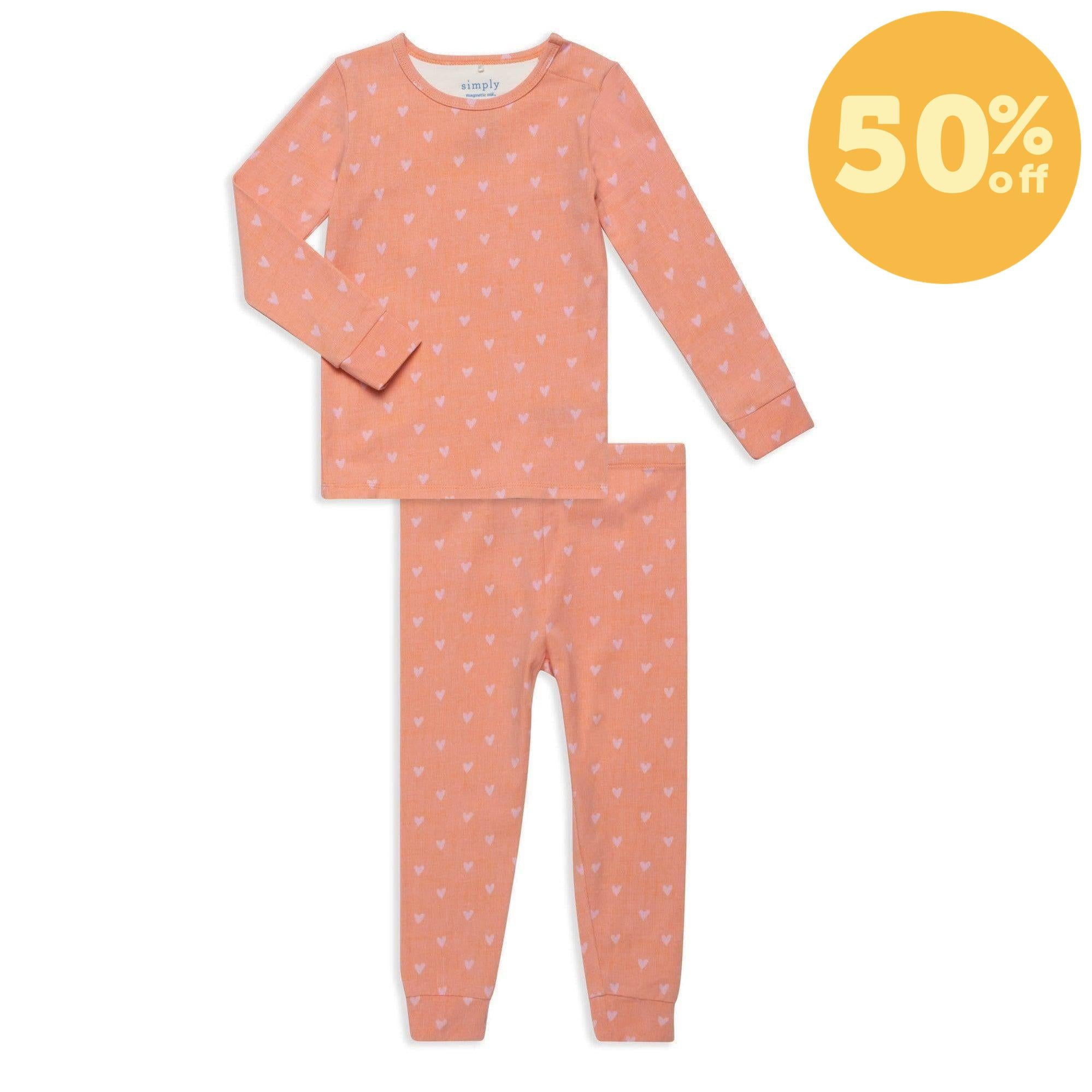 distressed heart cloudstretch™ magnetic kids pajama set