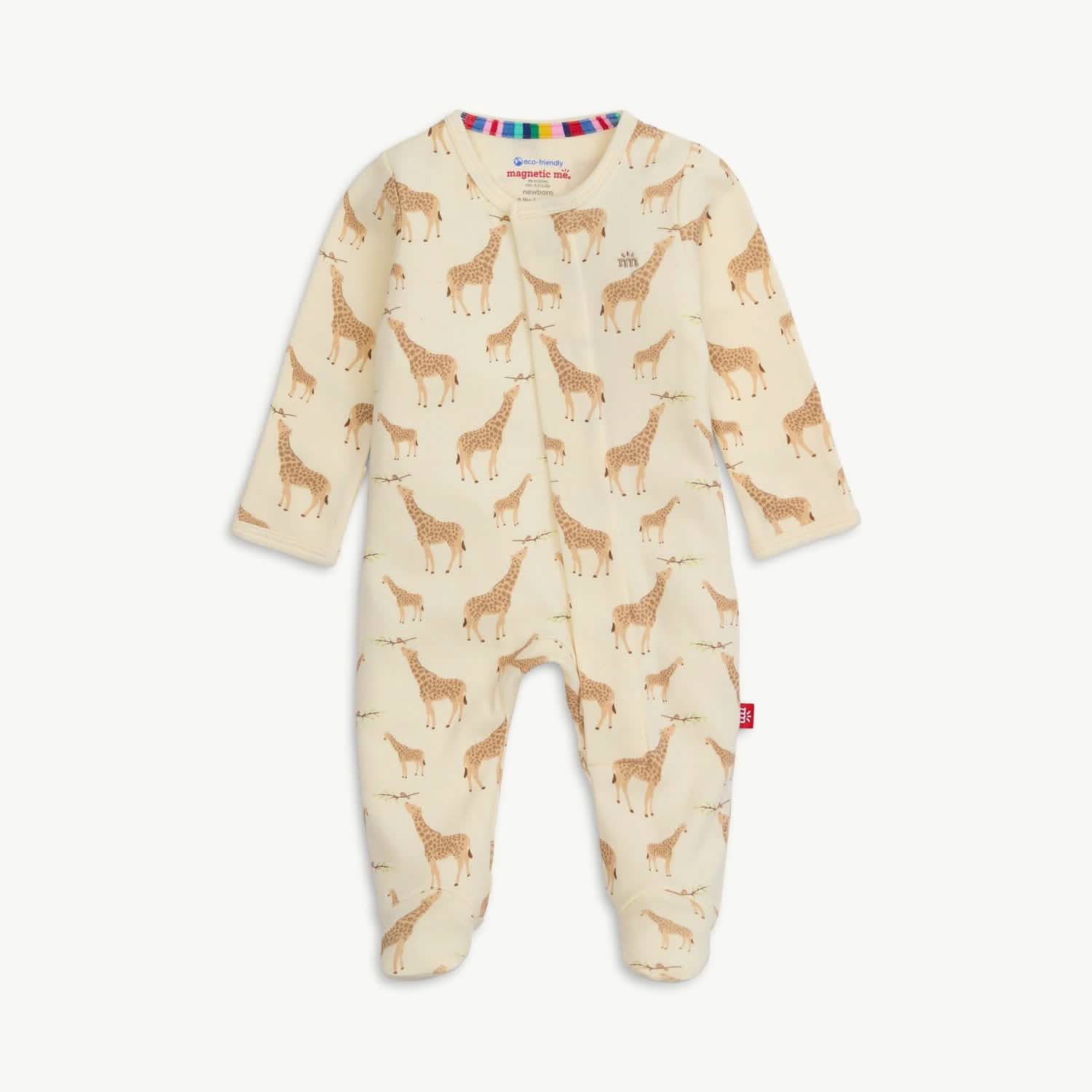 cream jolie giraffe organic cotton magnetic parent favorite footie