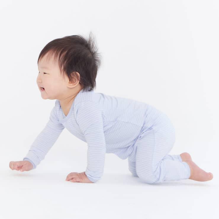 egret/heather stripe CloudStretch™ magnetic coverall - re-loved