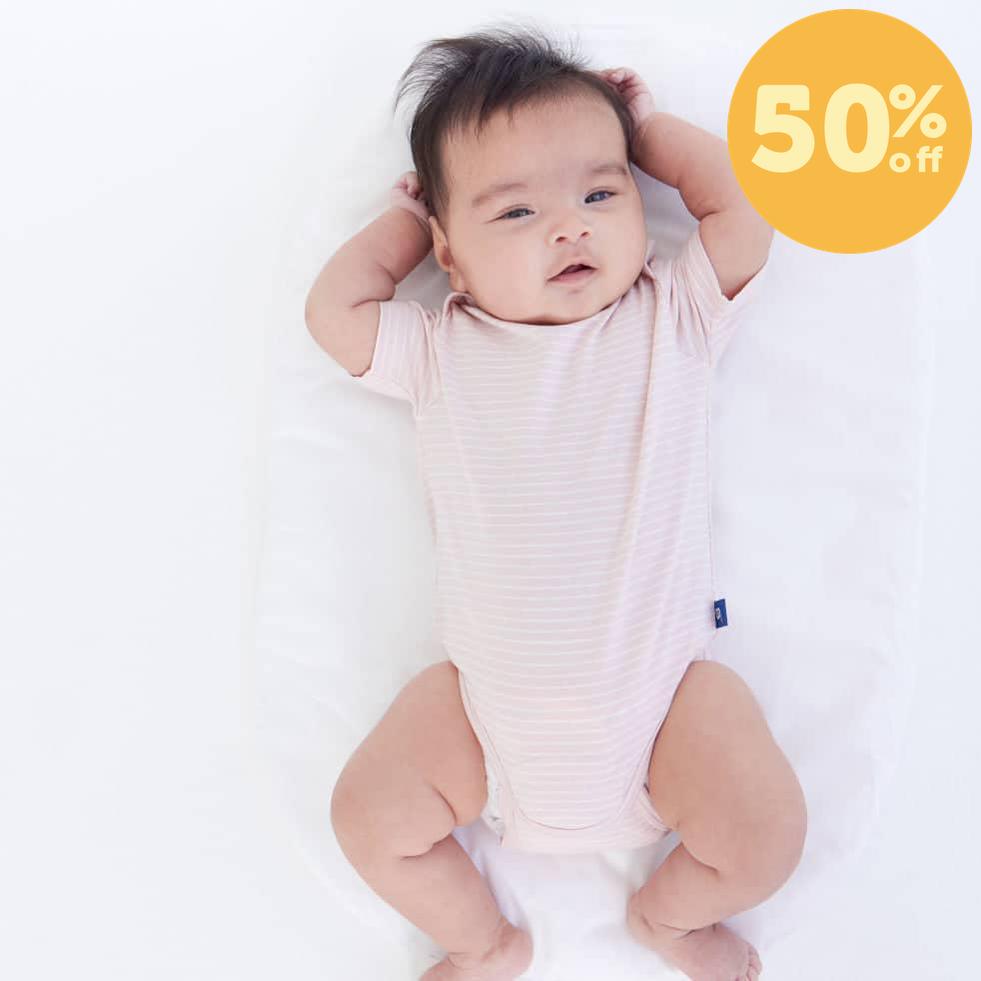 egret/peach stripe CloudStretch™ magnetic bodysuit