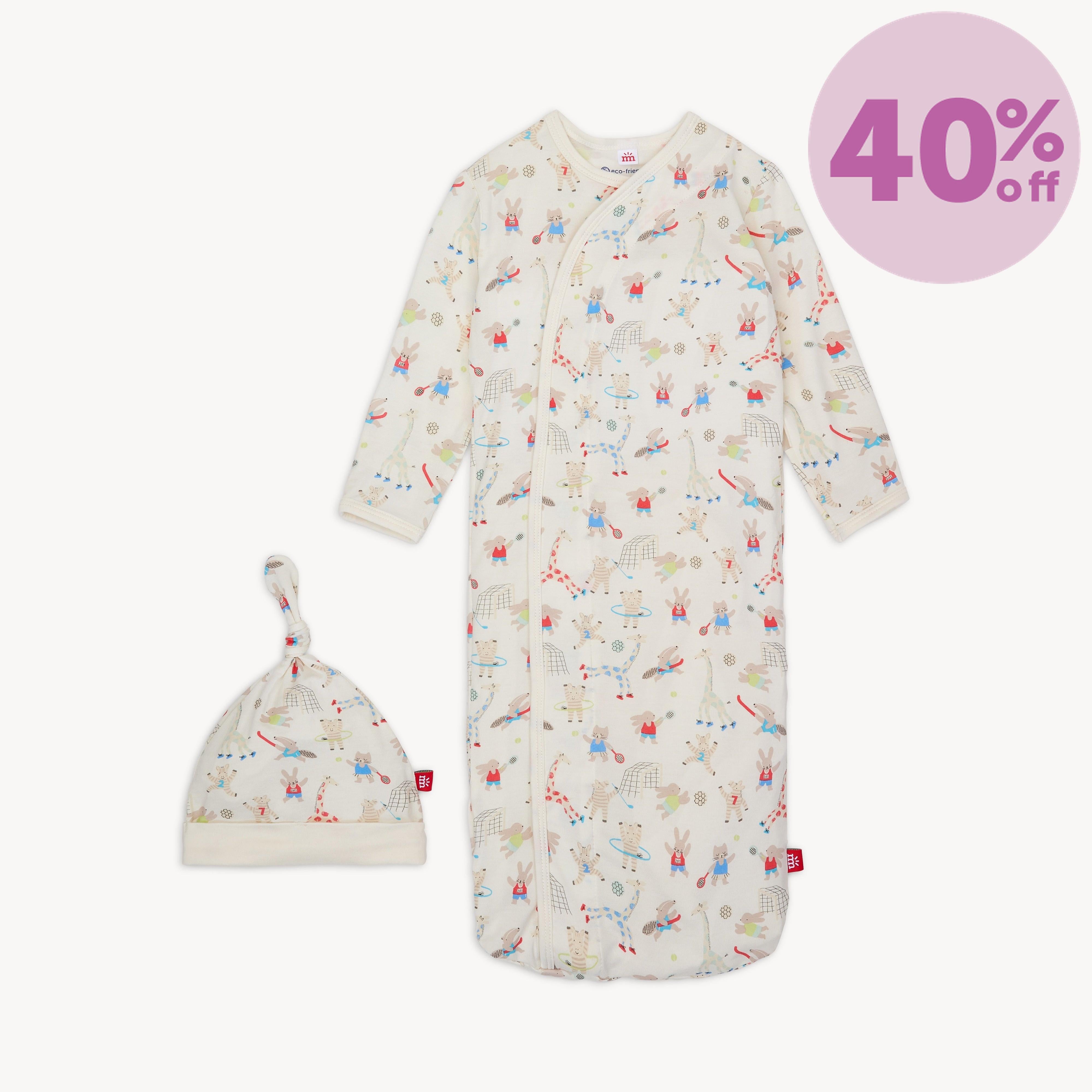 furry field day modal magnetic cozy sleeper gown + hat set