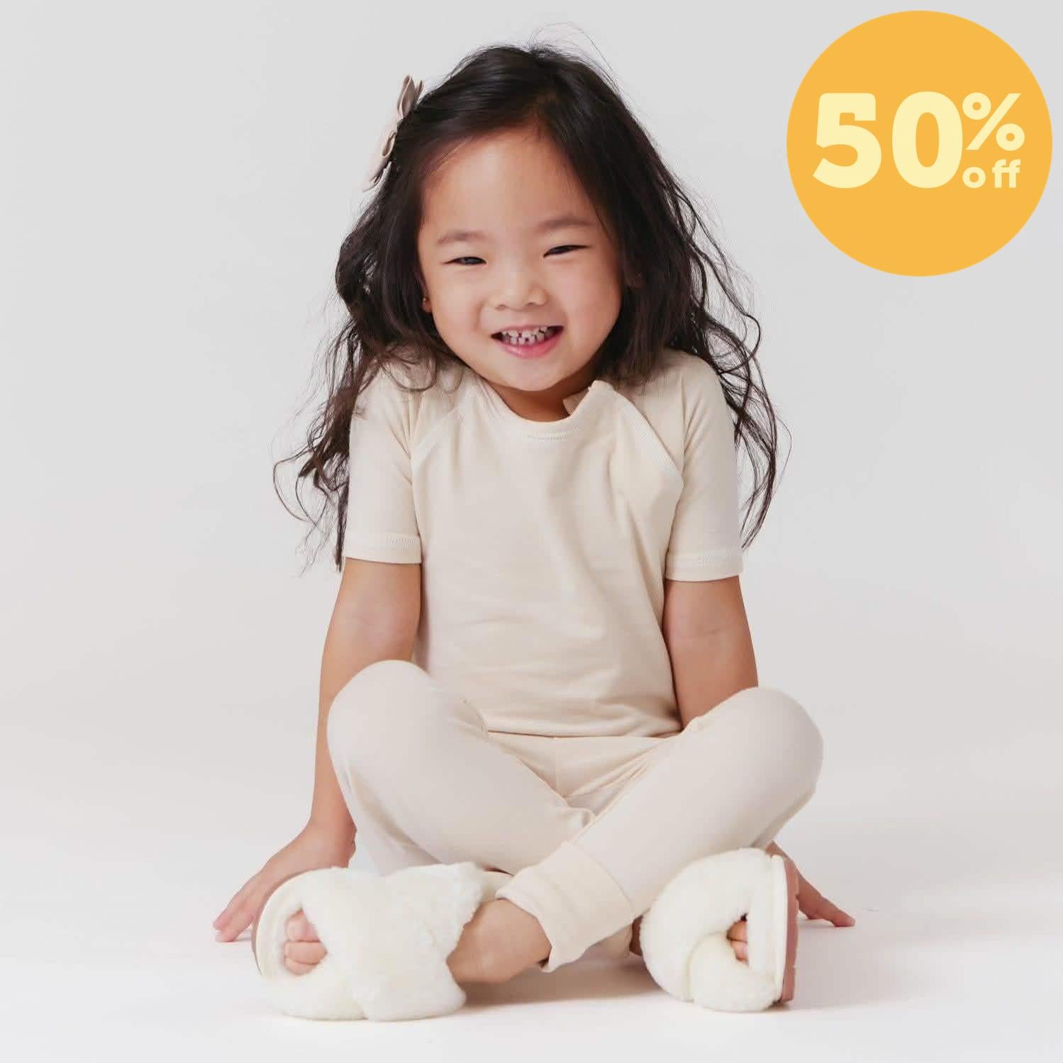 gentle cream CloudStretch™ magnetic kids pajama set