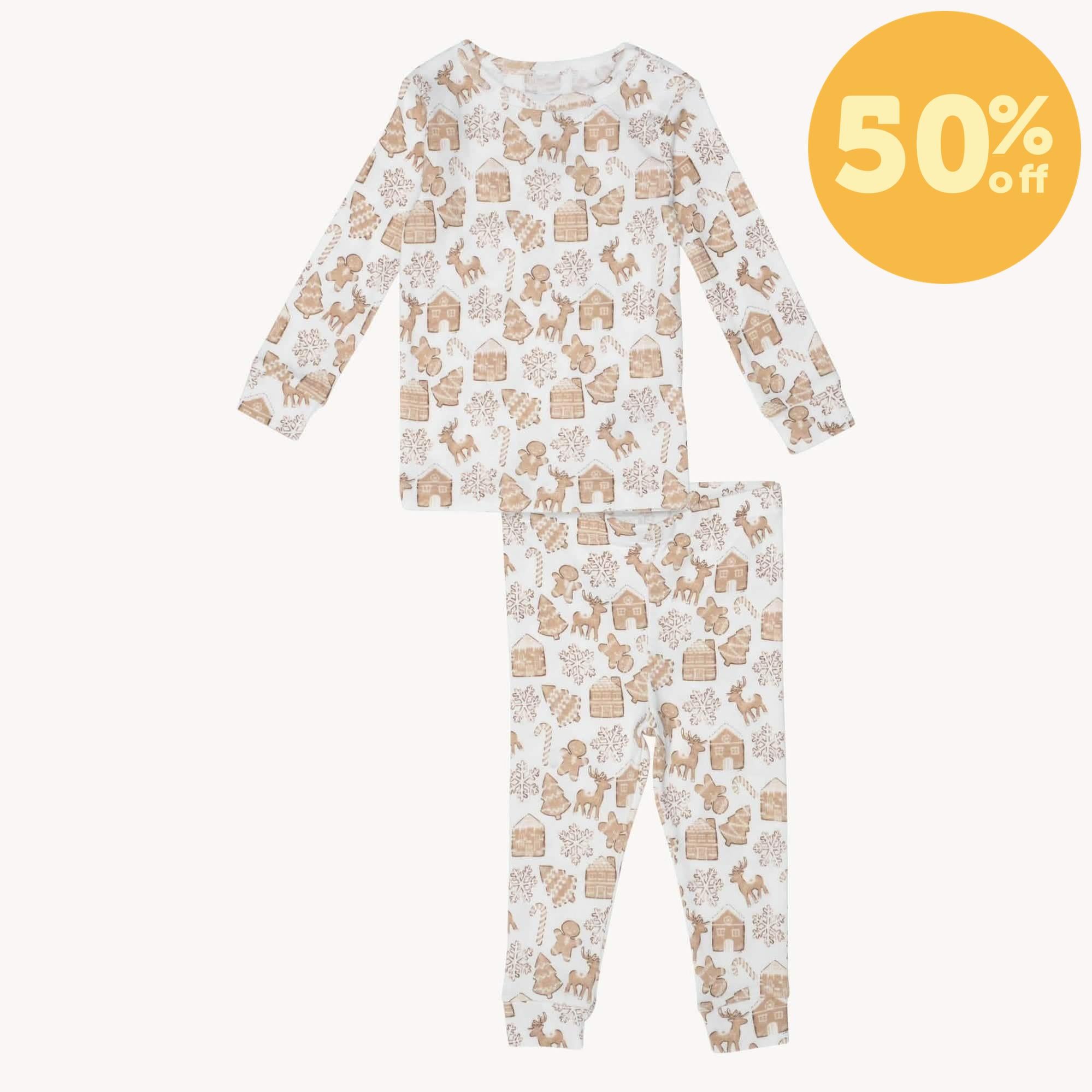 gingerbread lane organic cotton magnetic no drama pajama toddler long sleeve set