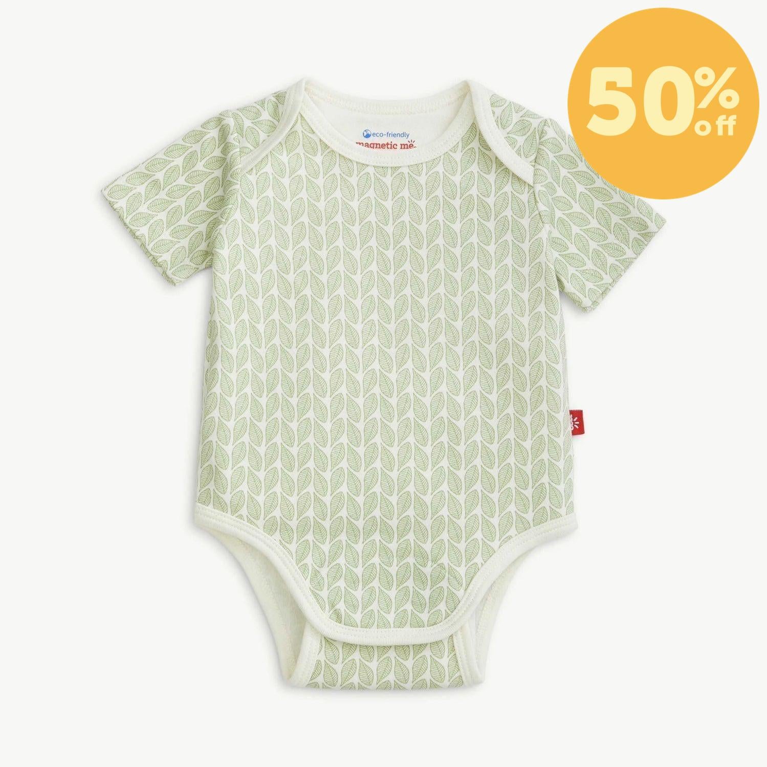 green cable leaf organic cotton magnetic bodysuit