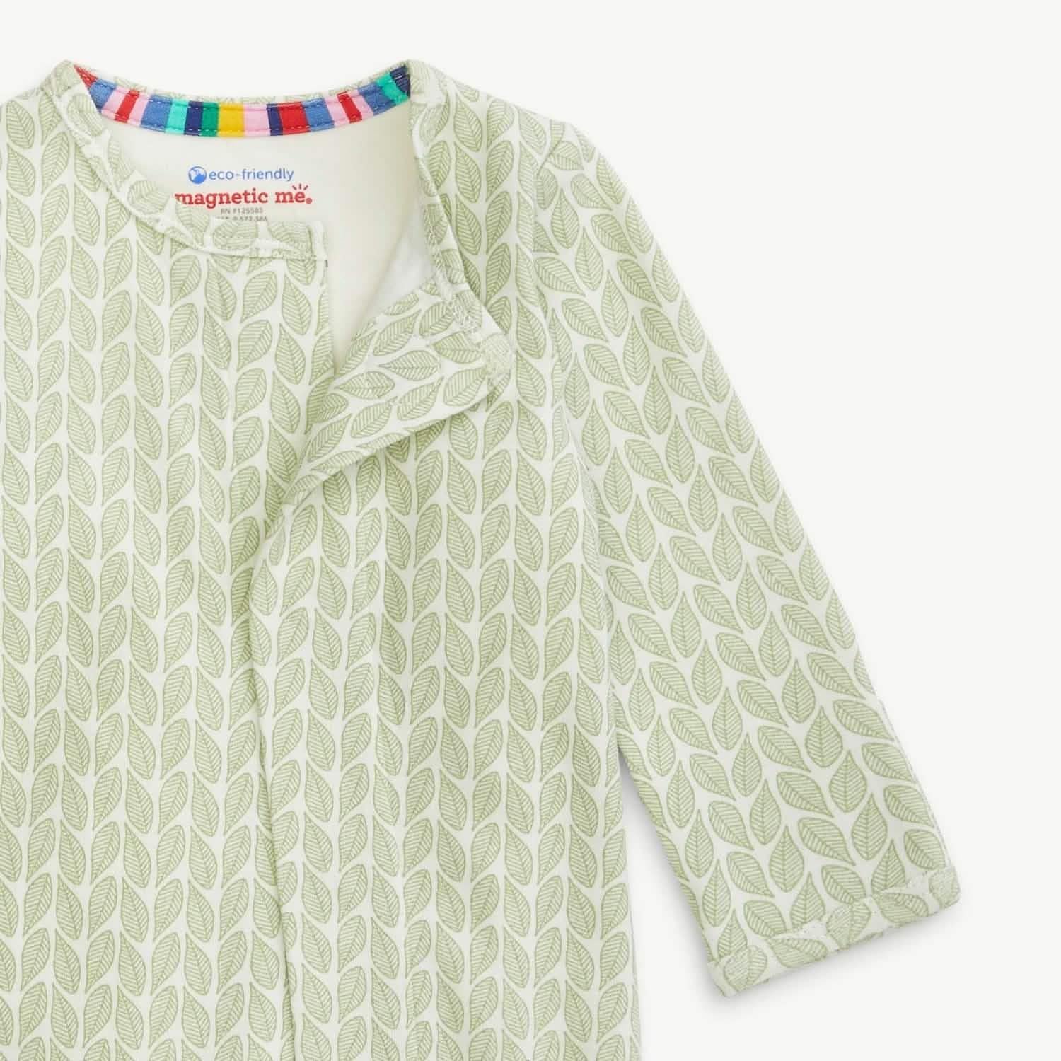 green cable leaf organic cotton magnetic parent favorite footie