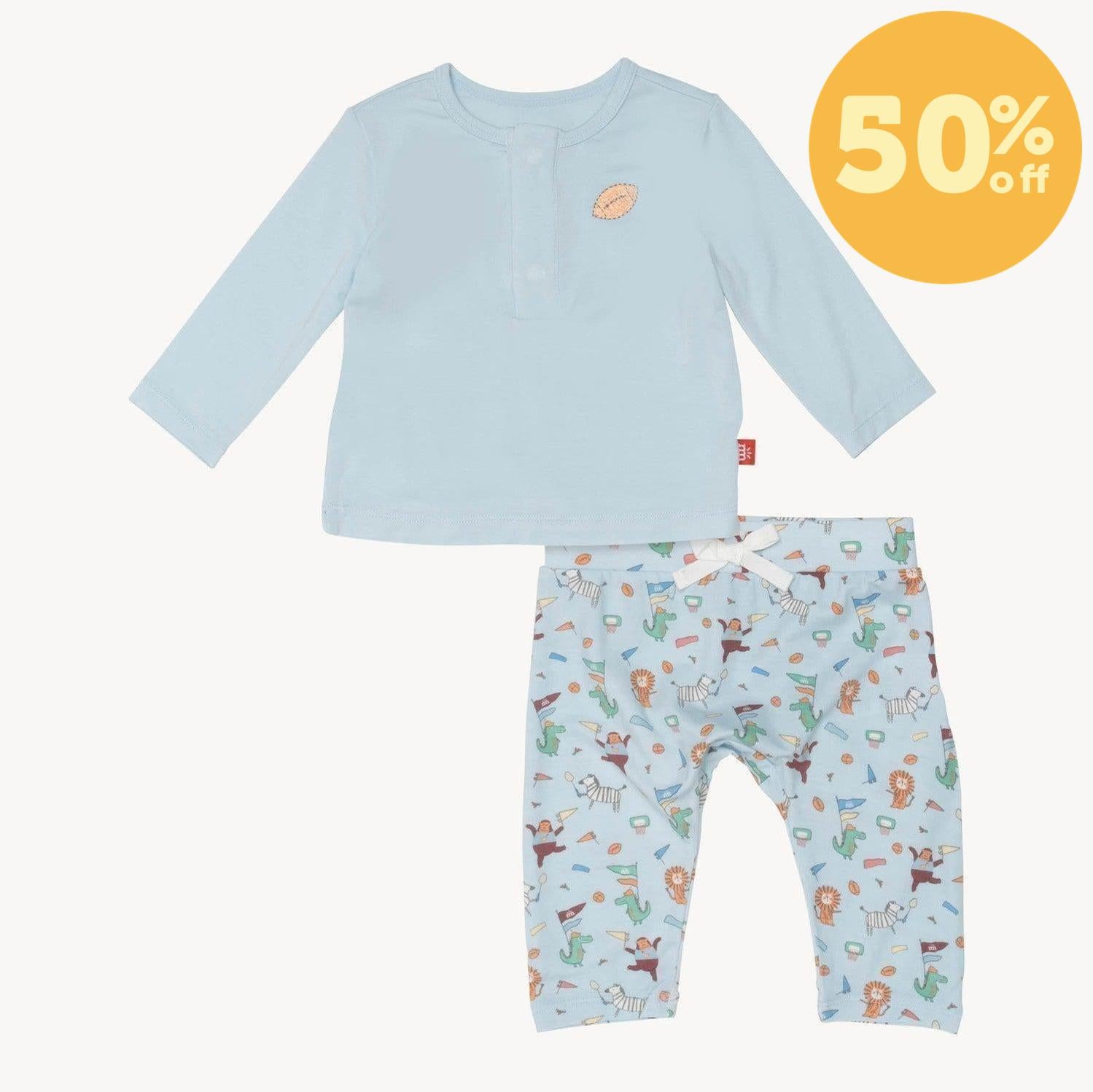 i like big punts and i cannot lie modal magnetic roll around long sleeve henley top + pant set