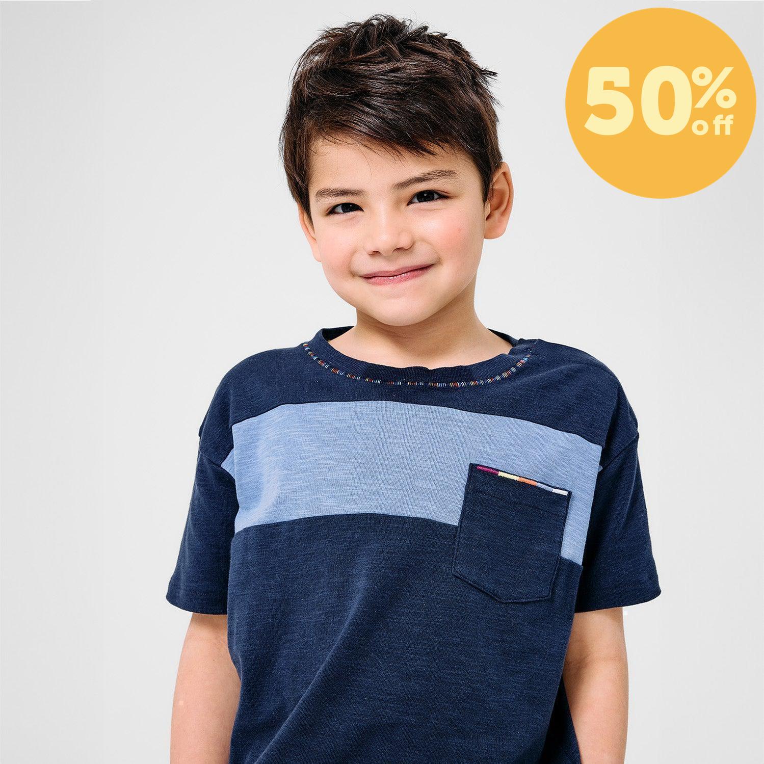 infinity blue cotton magnetic short sleeve play all day top