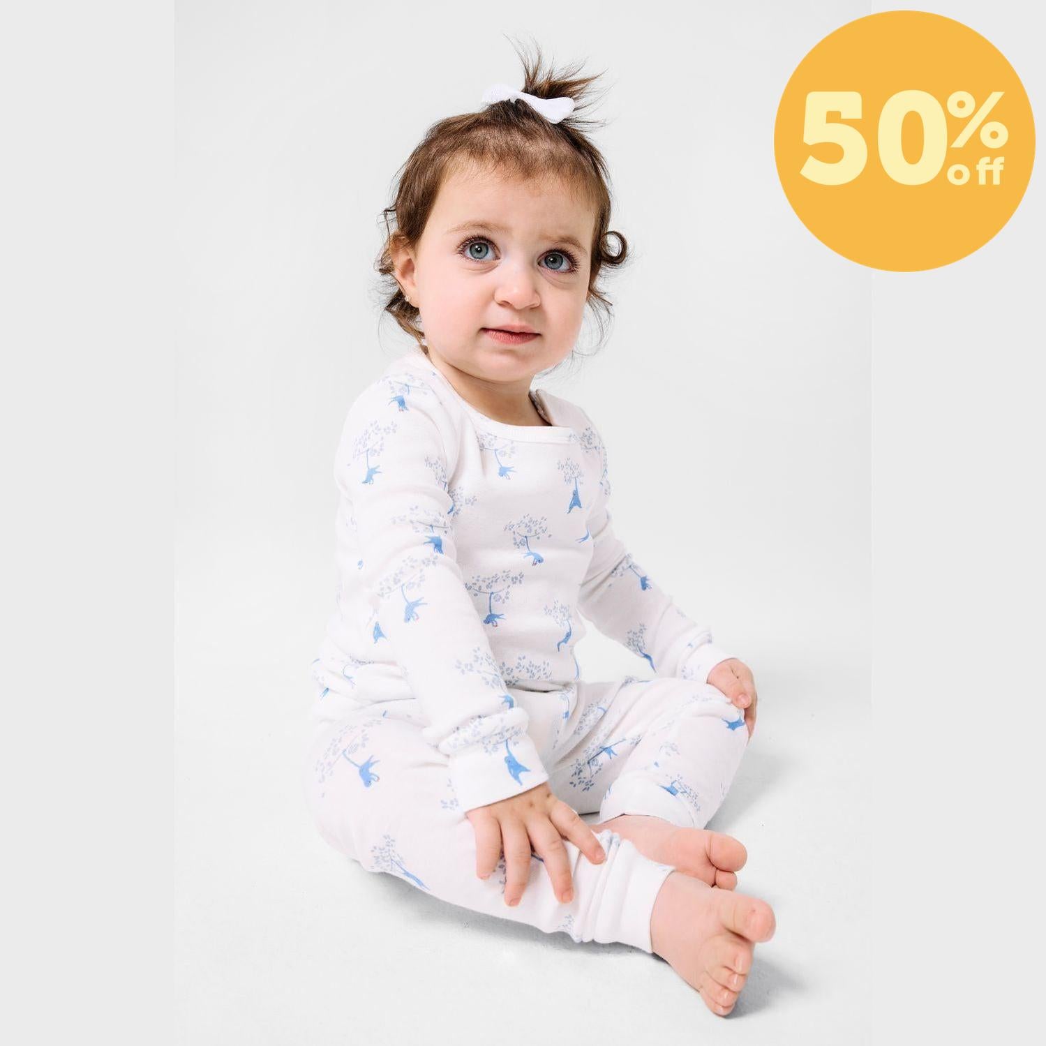 love our friend-chimp organic cotton magnetic no drama pajama kids long sleeve set