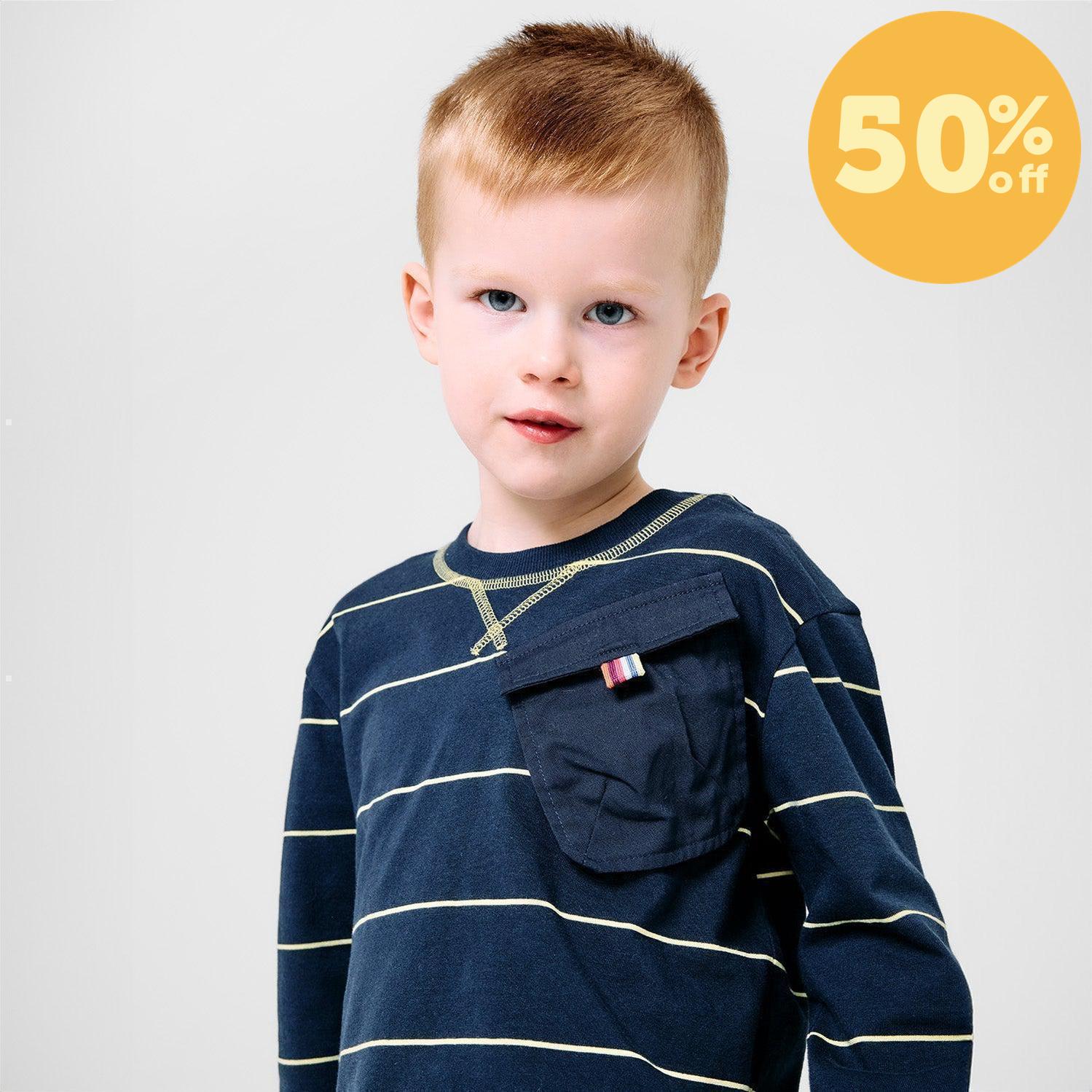 navy cotton magnetic long sleeve play all day top