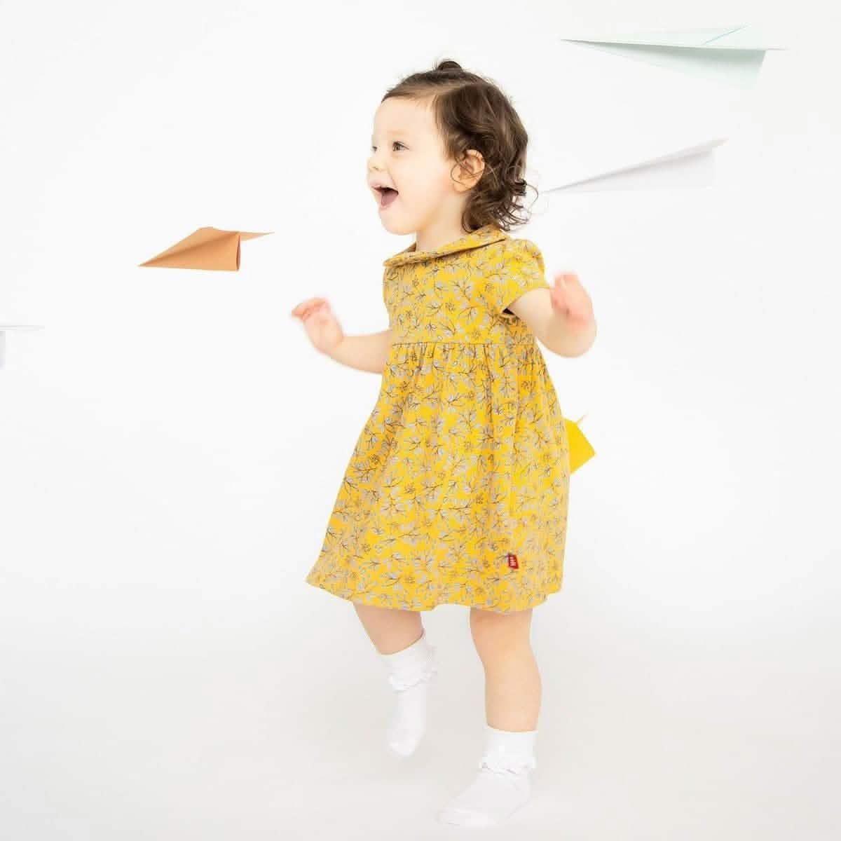 olive my love organic cotton magnetic little baby dress + diaper cover set - re-loved