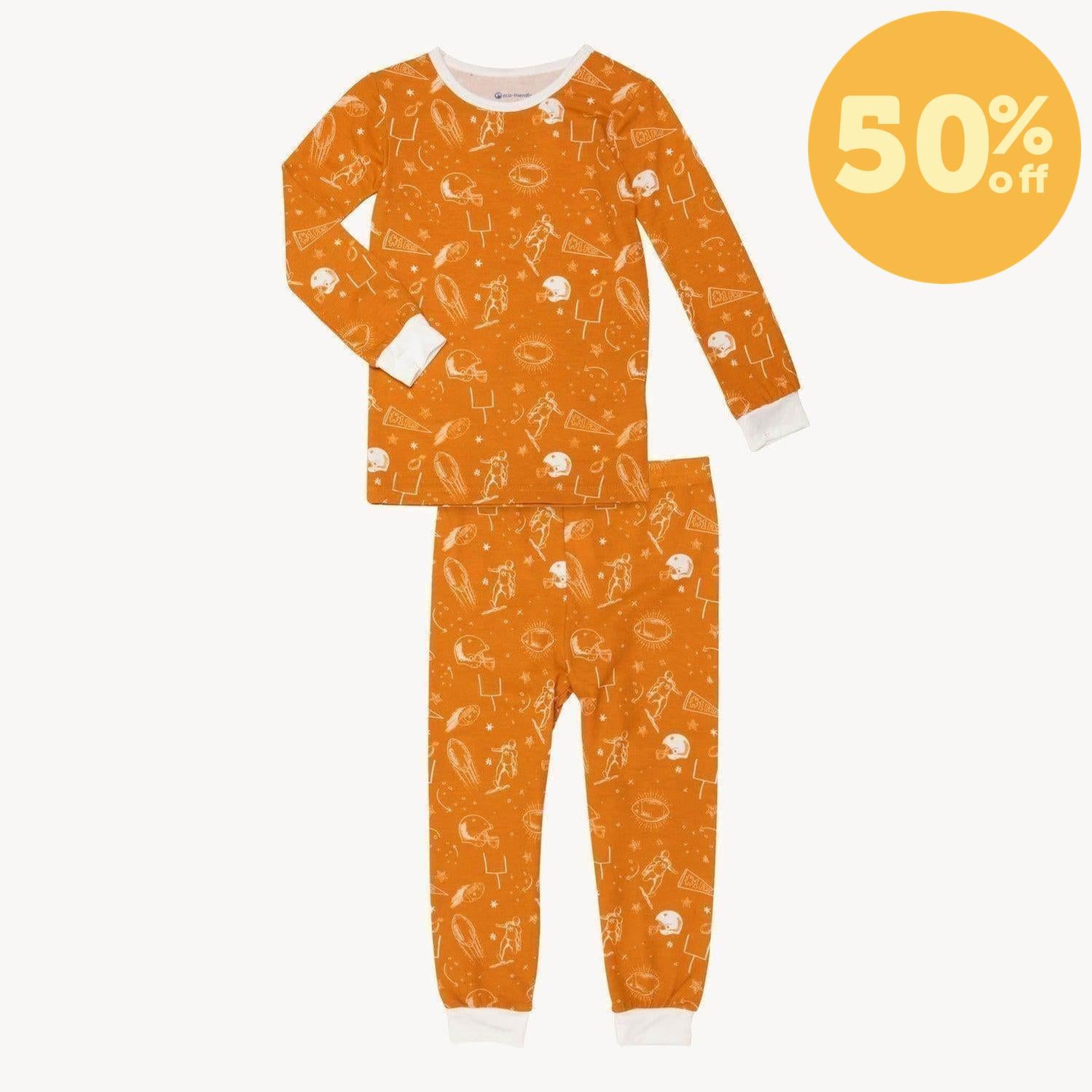 orange game day modal magnetic no drama pajama kids long sleeve set