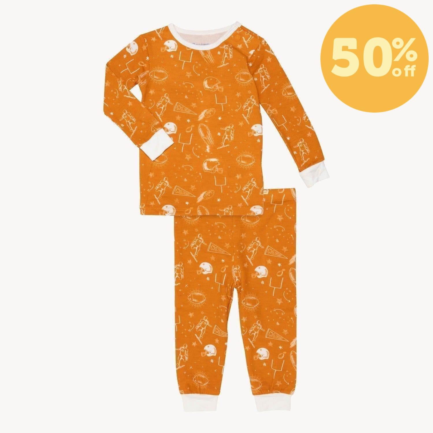 orange game day modal magnetic no drama pajama toddler long sleeve set