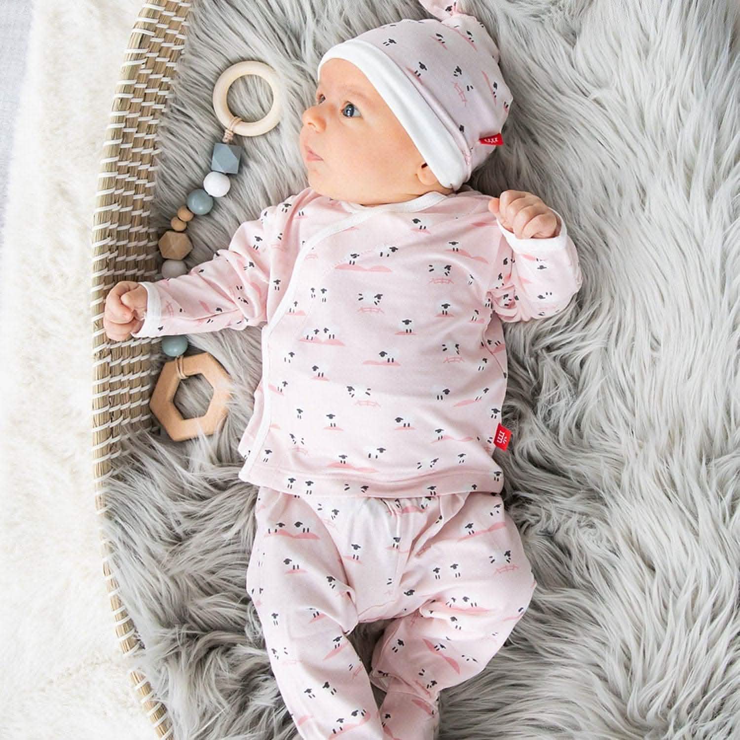 pink baa baa baby modal magnetic take-me-home kimono set - re-loved
