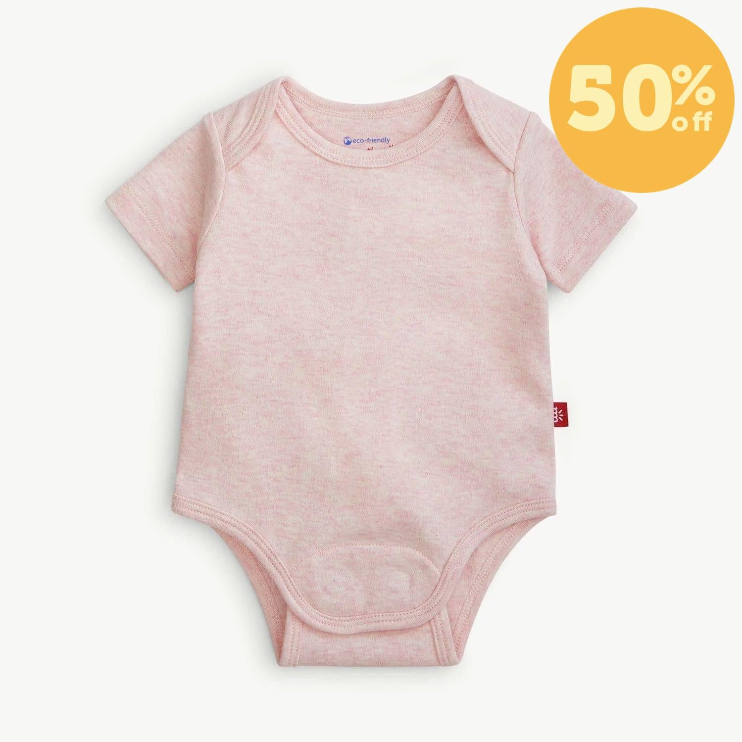 pink melange organic cotton magnetic bodysuit