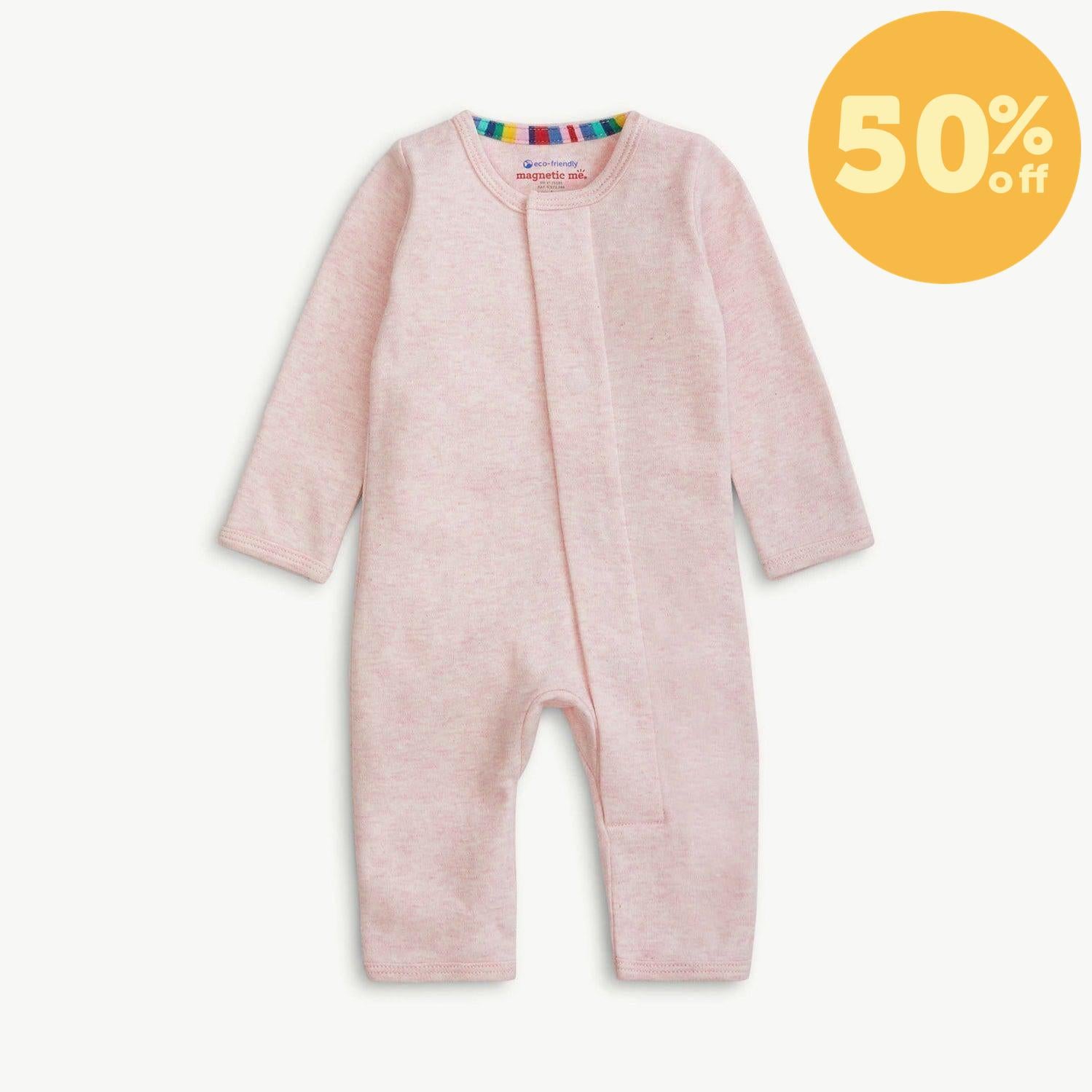 pink melange organic cotton magnetic coverall