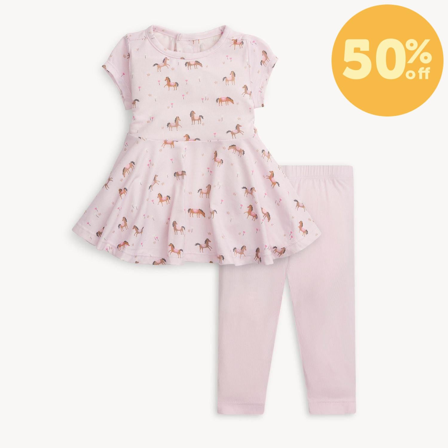 purple rein modal magnetic little baby dress + legging set