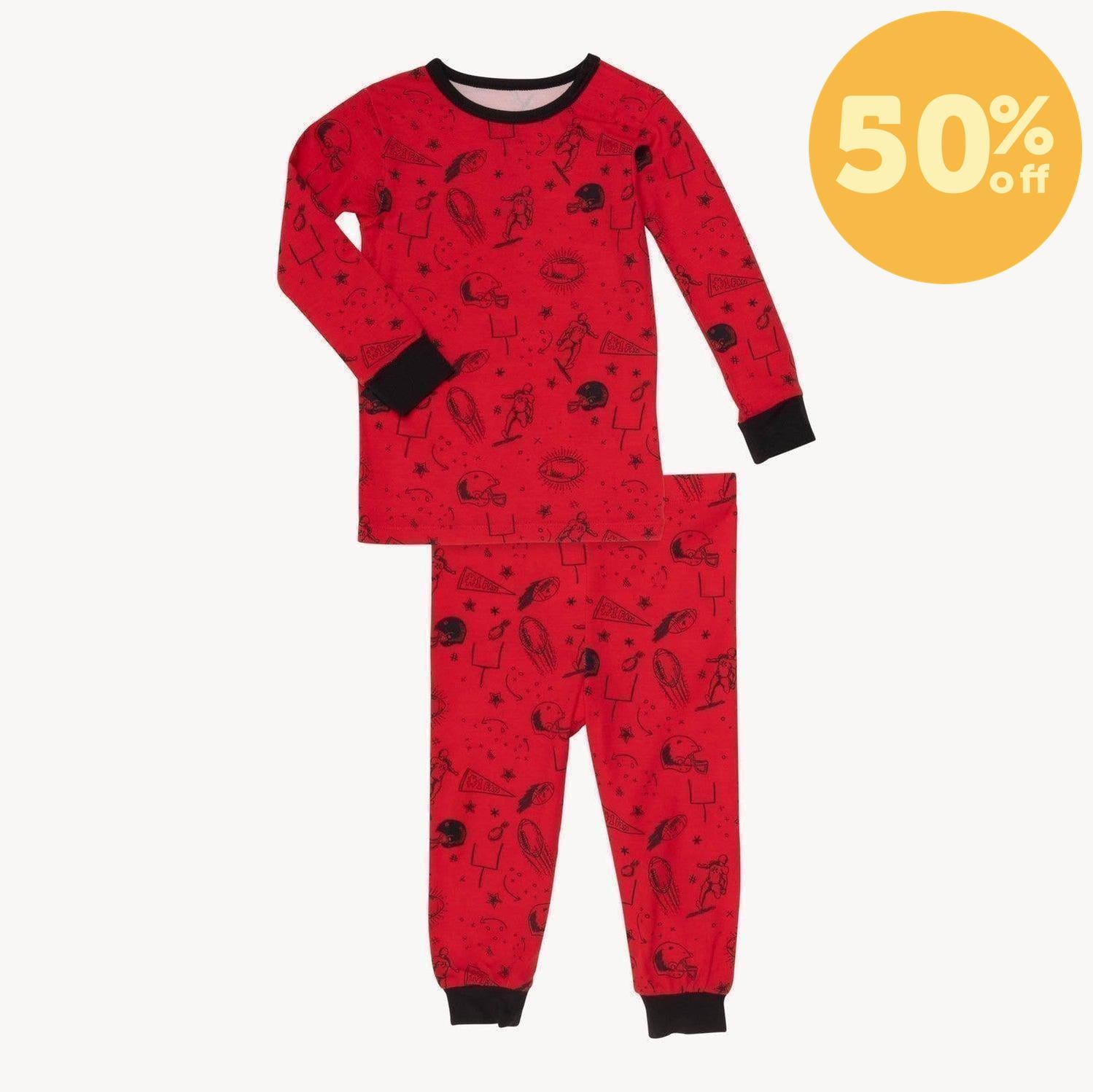 red game day modal magnetic no drama pajama toddler long sleeve set