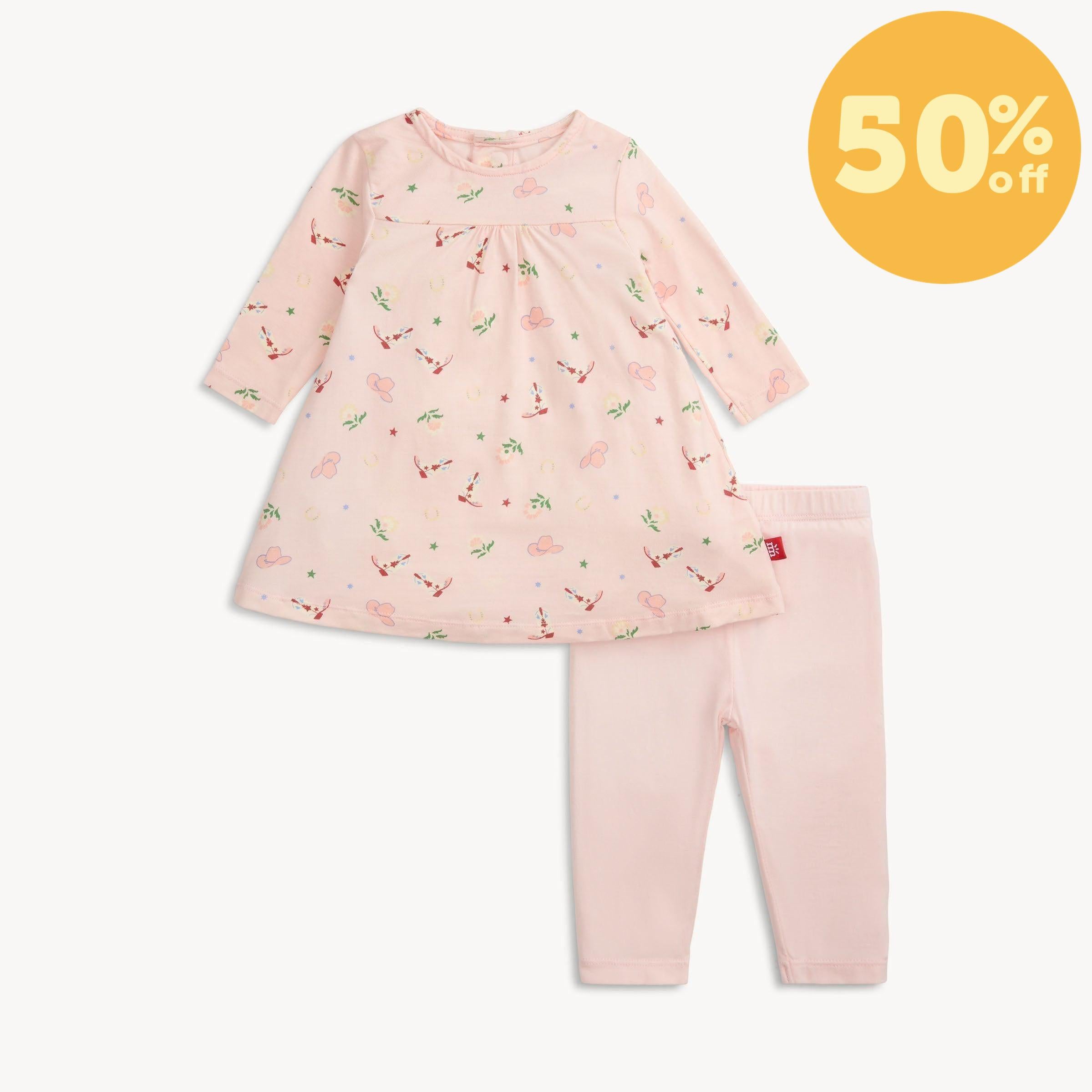 rodeo drive pink modal magnetic little baby dress + legging set