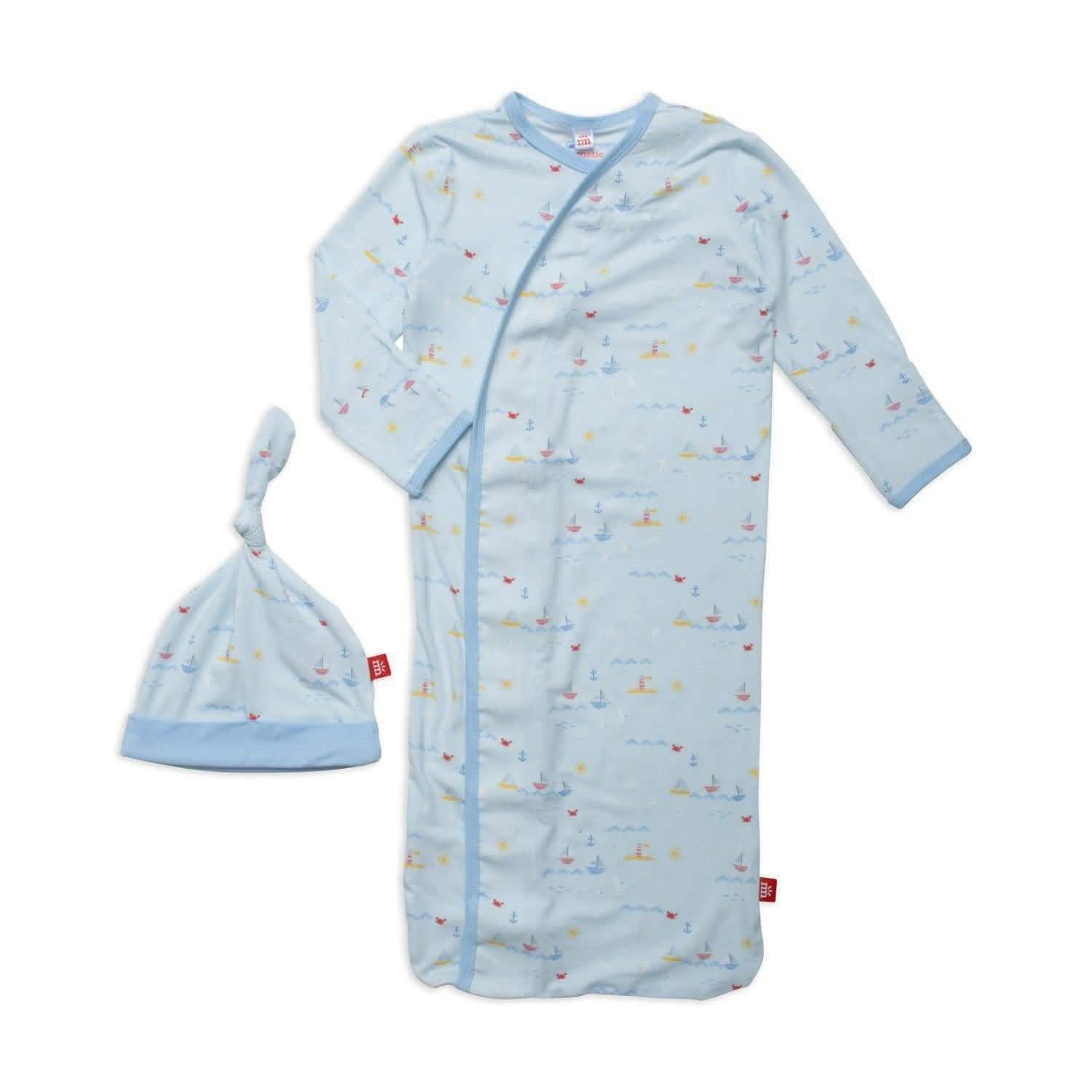 sail-ebrate good times modal magnetic cozy sleeper gown + hat set - re-loved