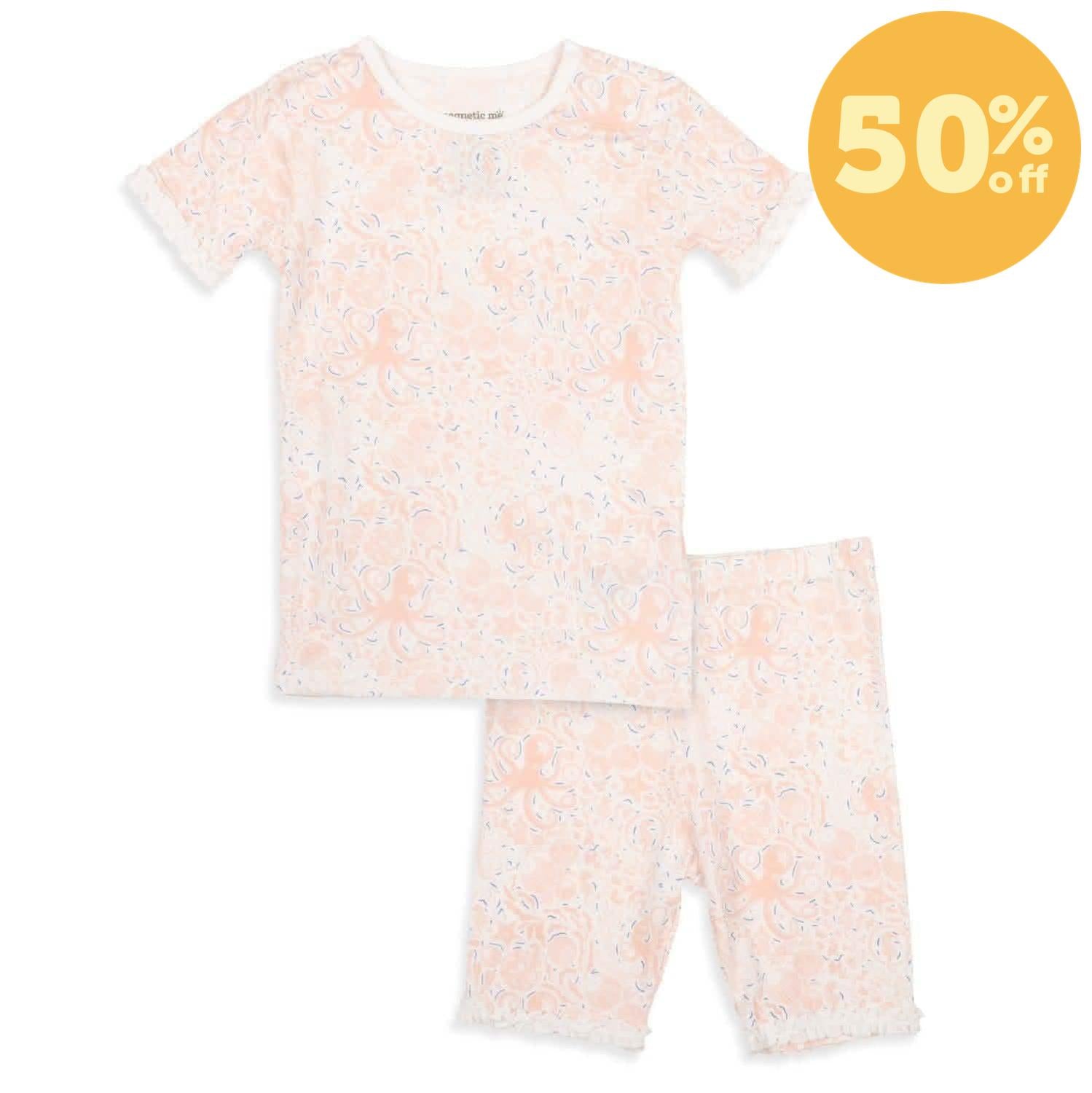 seas the day pink modal magnetic no drama pajama shortie set with ruffles