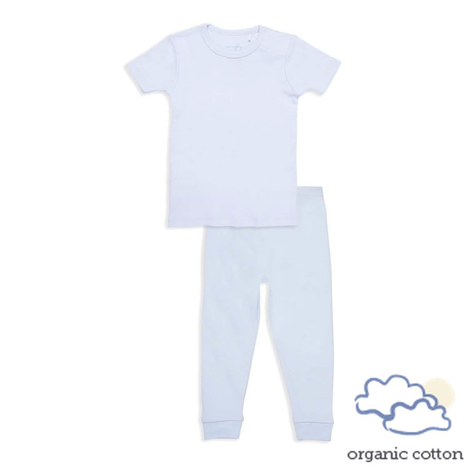 soft baby blue organic cotton magnetic kids pajama set