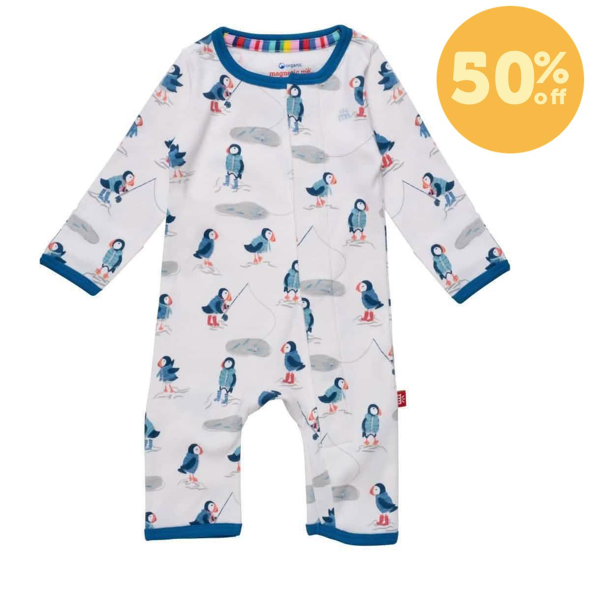 stud puffin organic cotton magnetic fuss free coverall