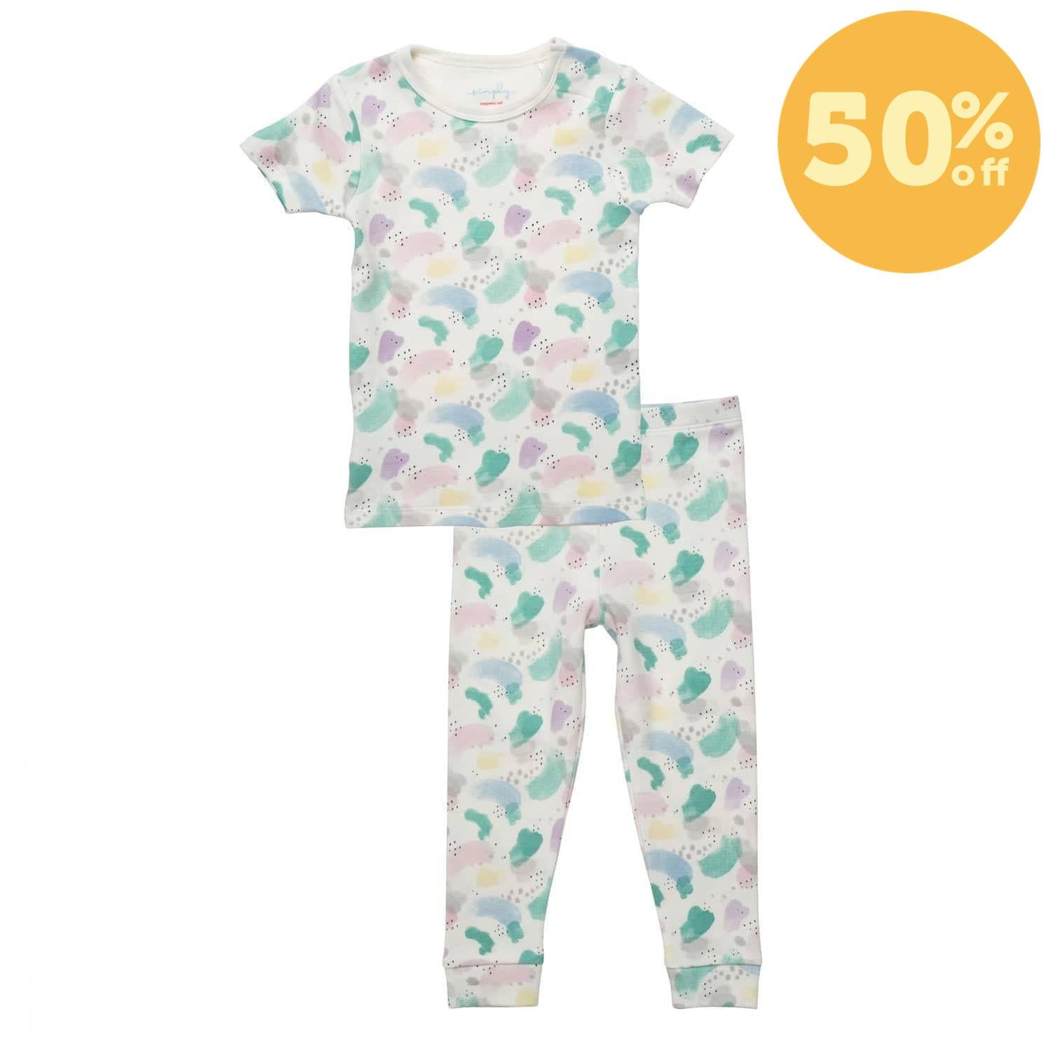 watercolor organic cotton magnetic kids pajama set