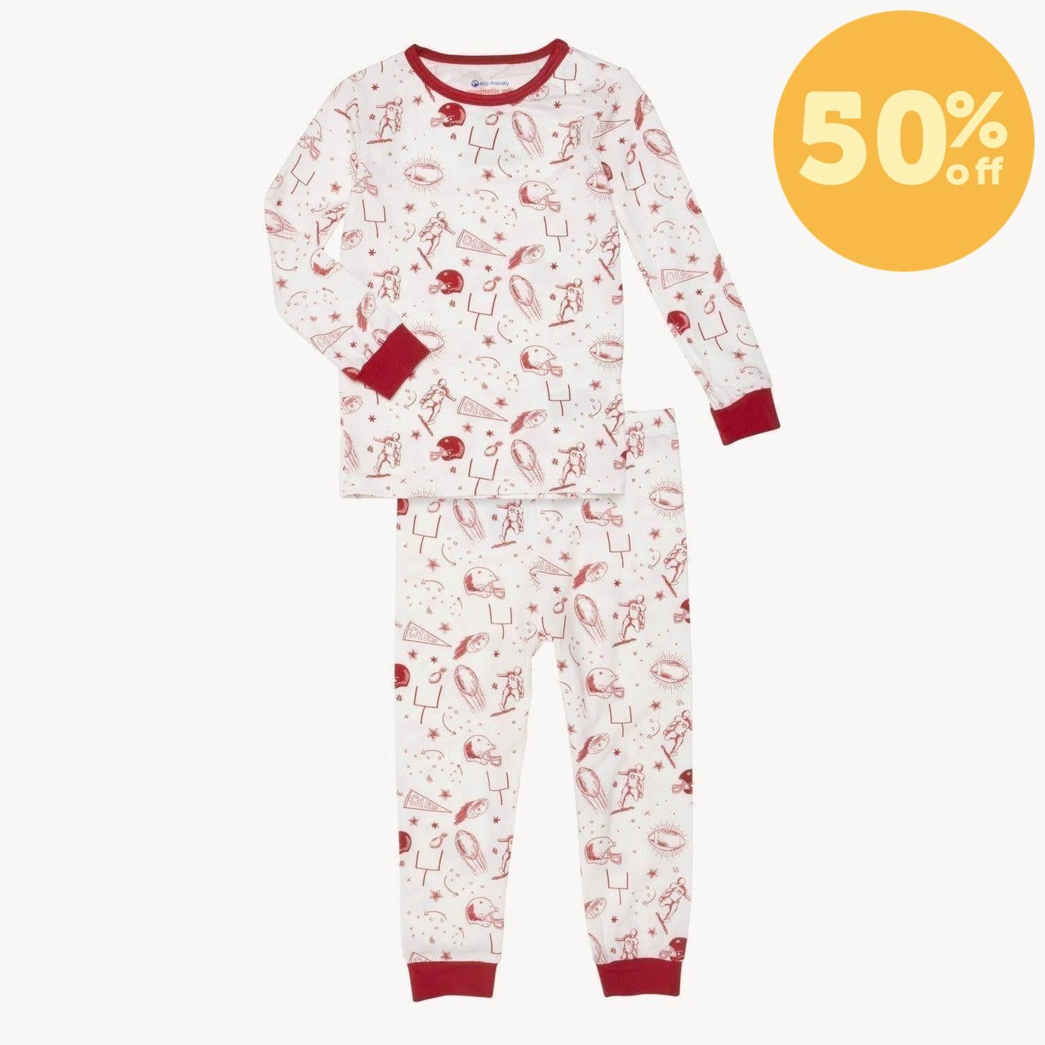 white game day modal magnetic no drama pajama kids long sleeve set
