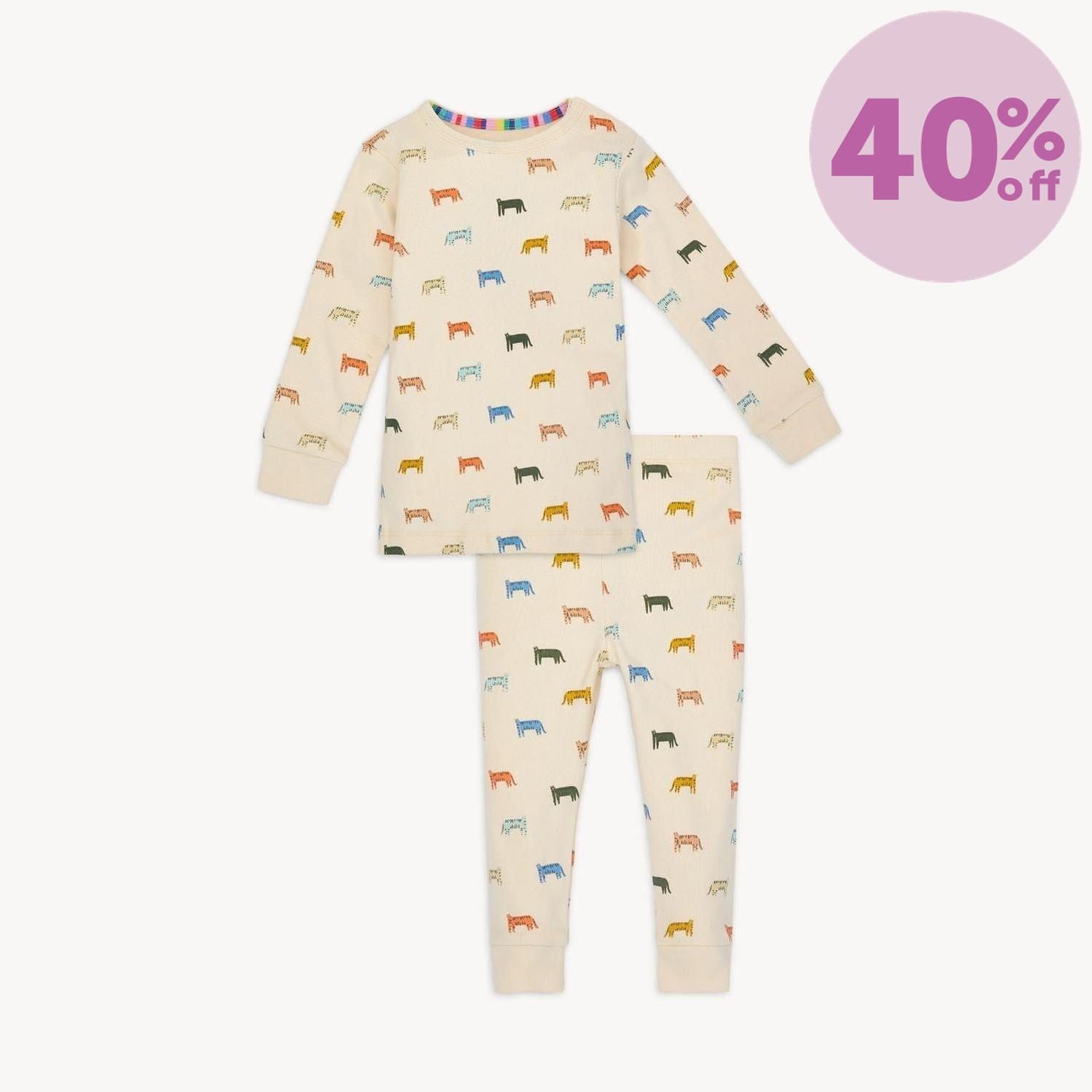 le tigre organic cotton magnetic no drama pajama long sleeve set