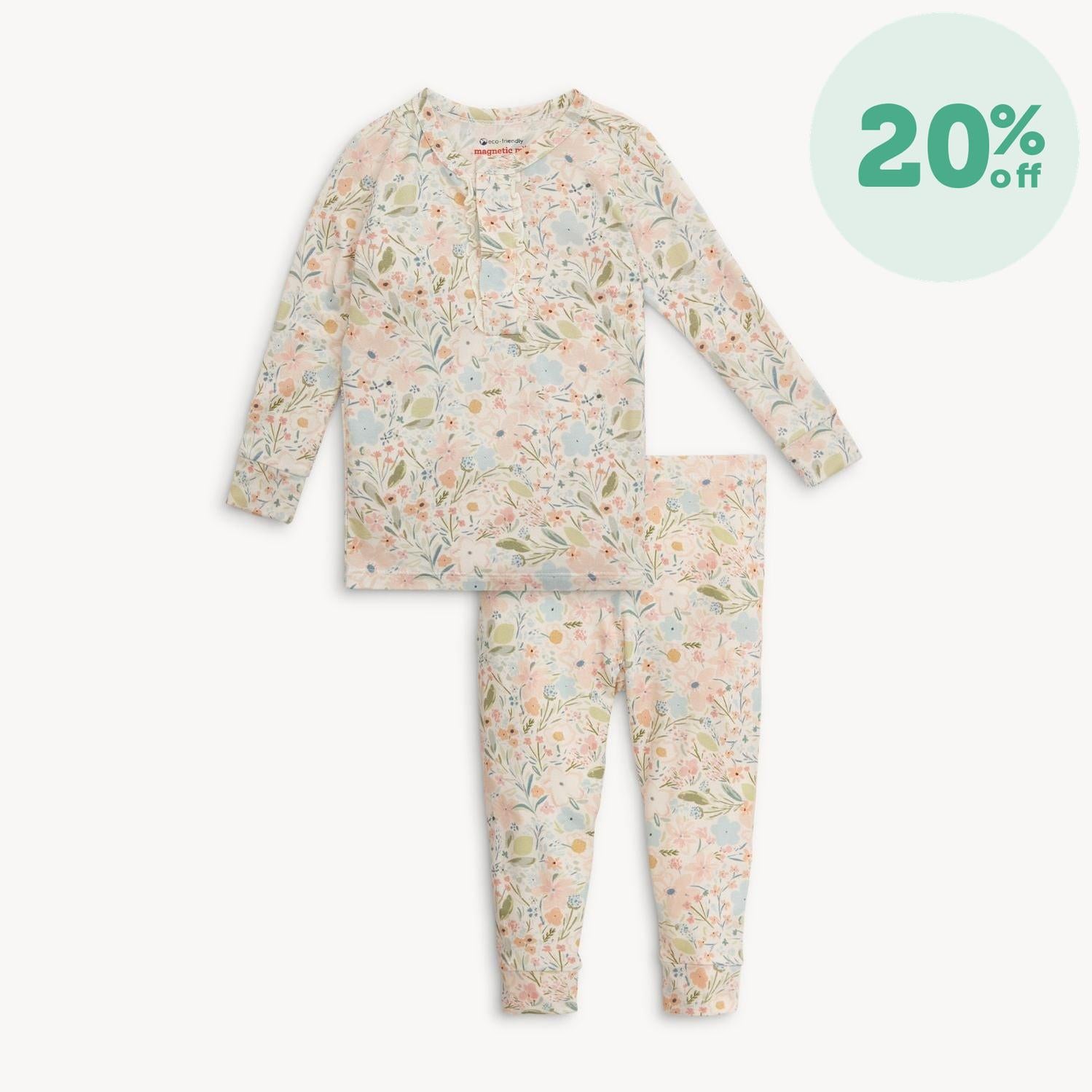 charlotte modal magnetic no drama pajama long sleeve set with ruffle