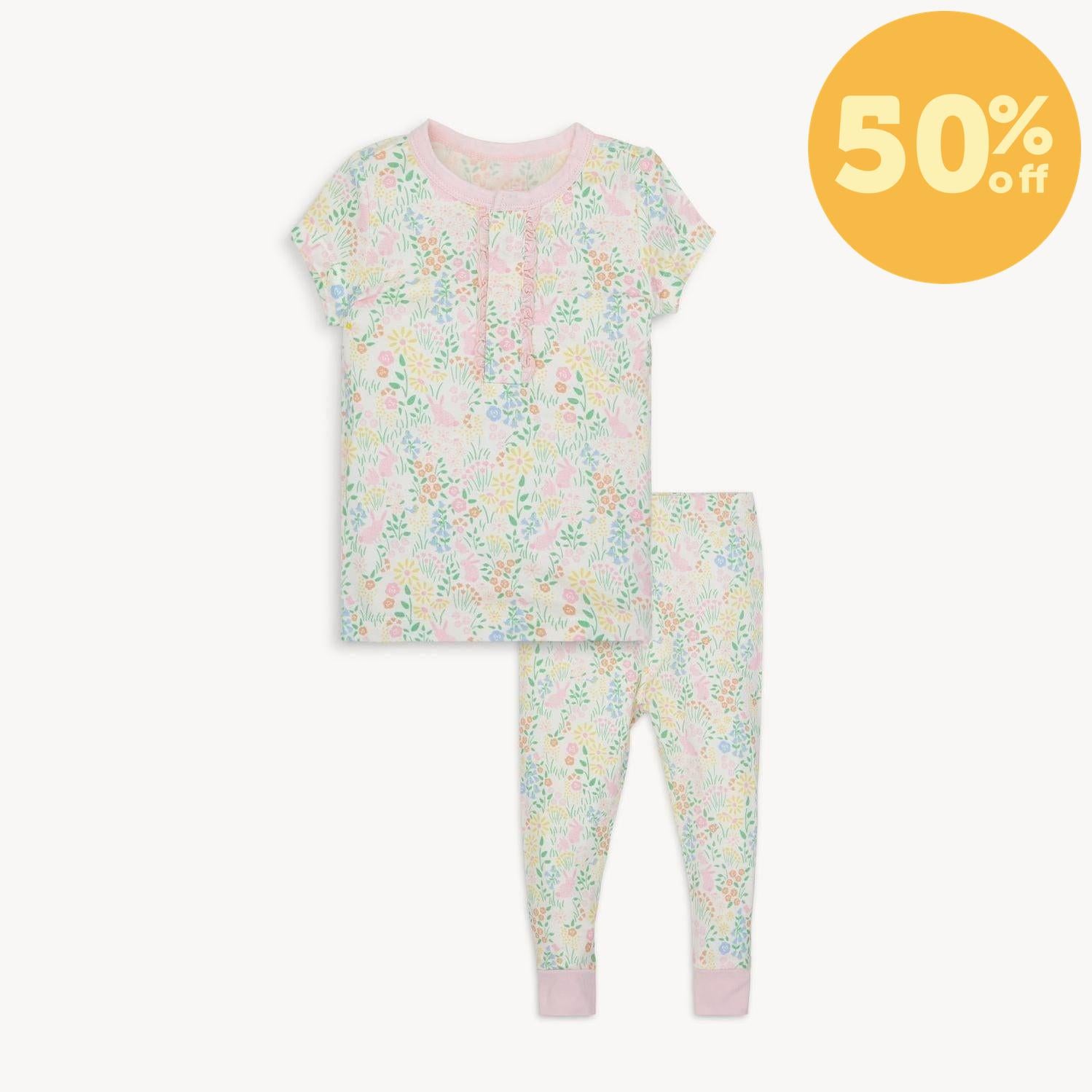hoppy garden modal magnetic no drama pajama short sleeve set with ruffle