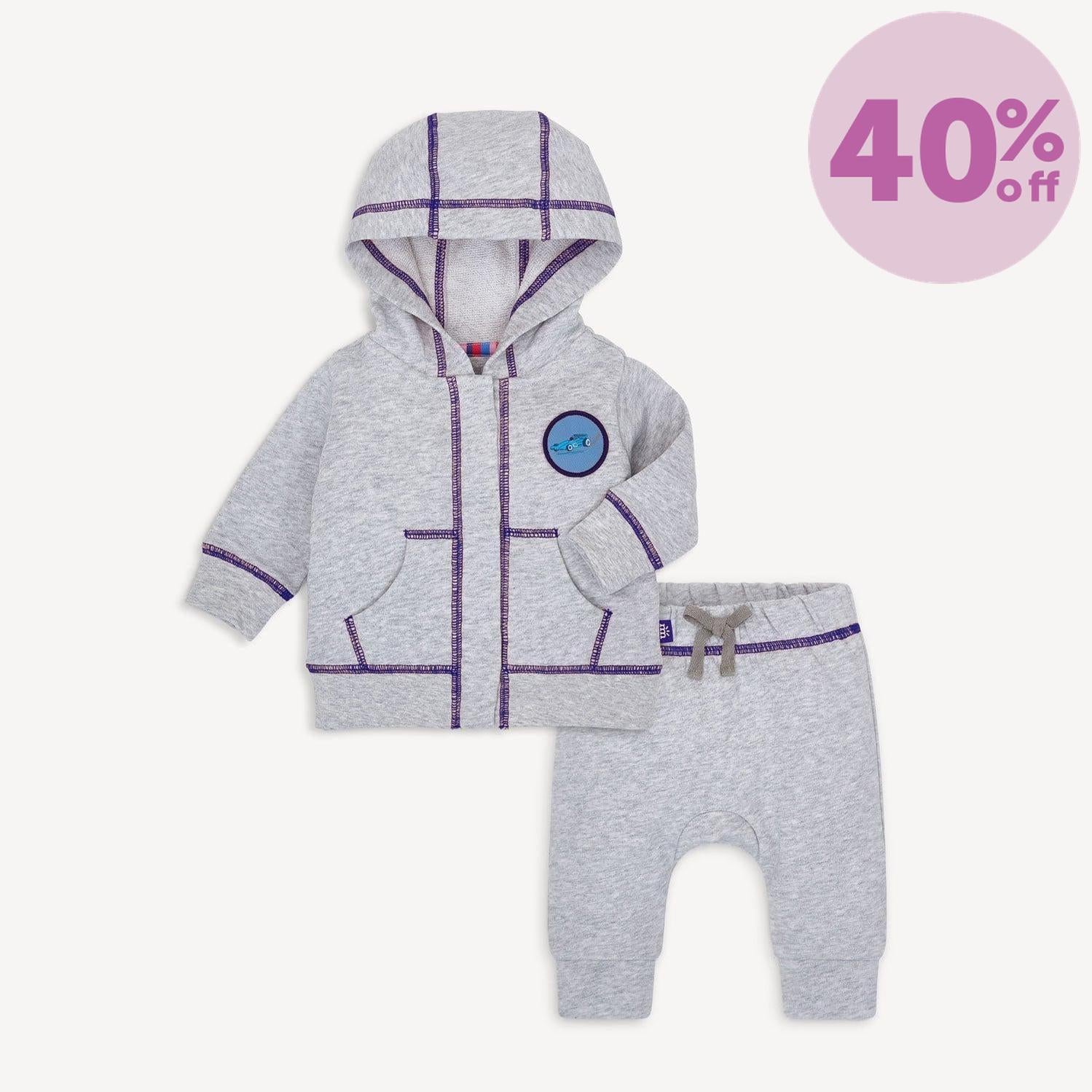 baby got track french terry magnetic hoodie + pant set