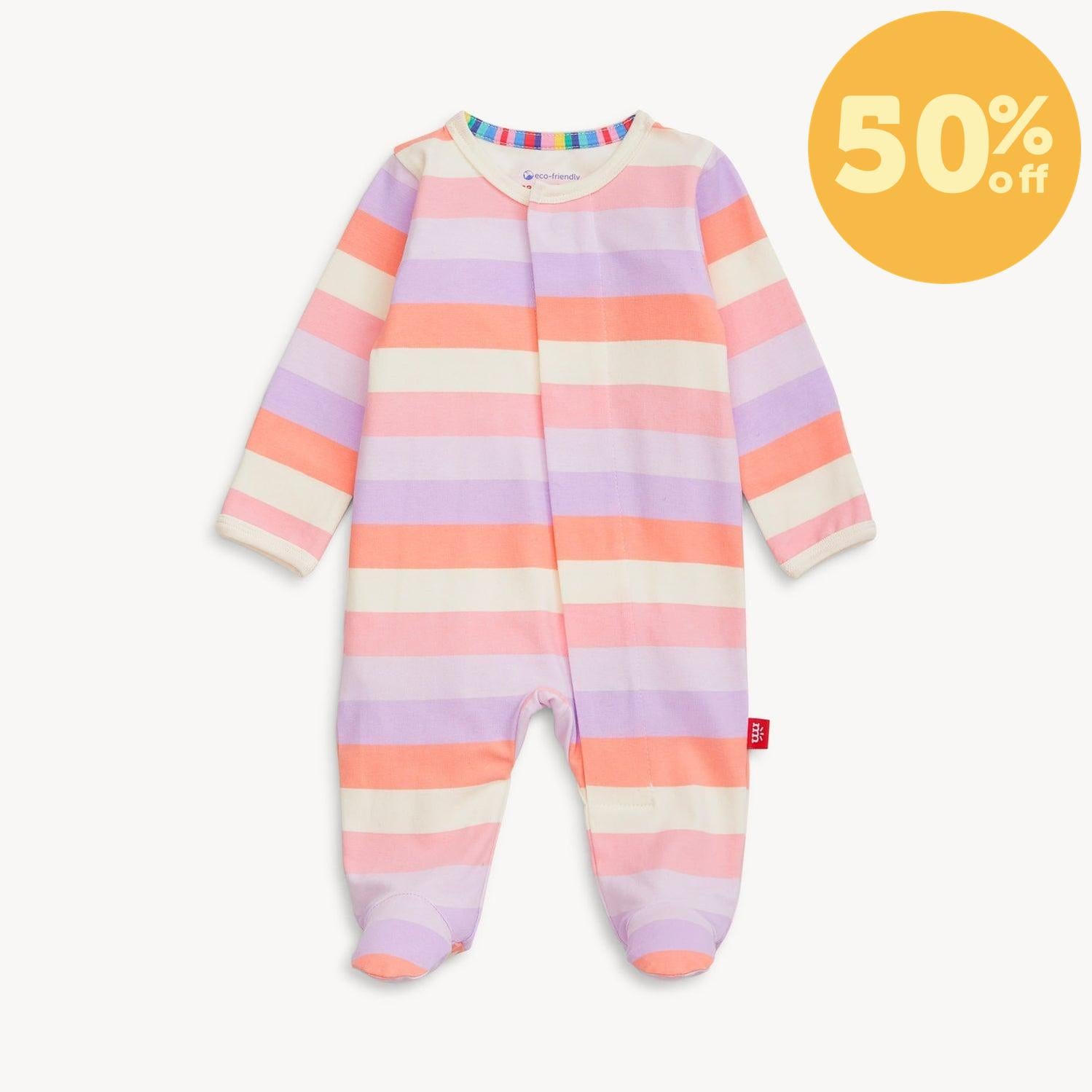 pink stripe cloudstretch™ magnetic parent favorite footie